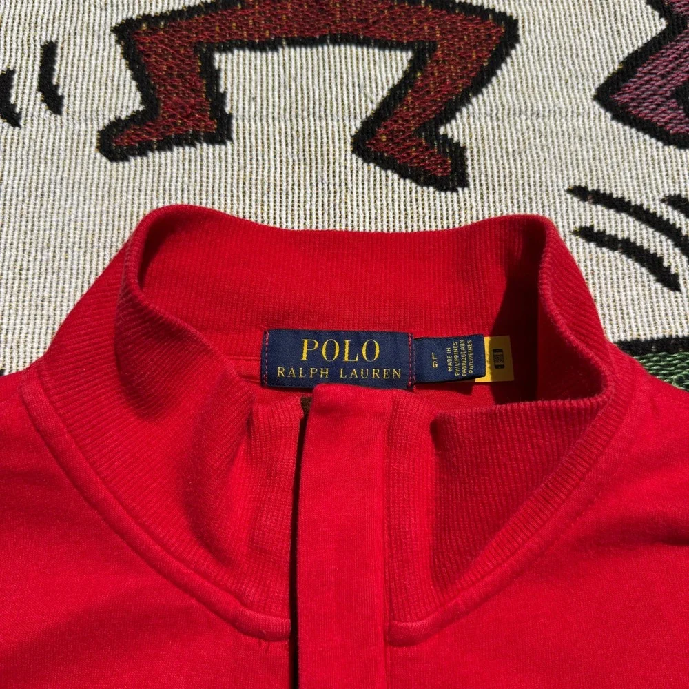 Soft Red POLO Ralph Lauren Pullover Quarter Zip Sweater Size Large